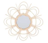 IMIKEYA Miroir Suspendu Décoratif en Rotin Miroir De Dressing en Osier Miroir Mural Rustique en Rotin Naturel Miroir Cosmétique Miroir Tissé Suspendu Macramé en Bois Antique Se Réconcilier