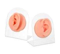 IMIKEYA Modèles D’Oreilles en Silicone Médical 2 Pièces Gauche et Droite avec Support Acrylique Transparent pour Présentation Boucles D’Oreilles Pratique Piercing et Formation Esthétique