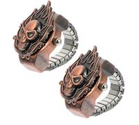 IMIKEYA Montre à Doigt Élastique 2Pcs Montre Vintage Couvercle Rabattable Accessoire Pratique pour Pouce ou Index Usage et Fonctionnelle Couleur Argentée