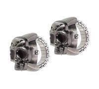 IMIKEYA Montre à Doigt Vintage Punk à Anneau Tête De Mort en Métal Noir, Flip Couvercle Rabattable, Lot De 2, Unisexe, Accessoire Mode pour Fête Et Usage Quotidien