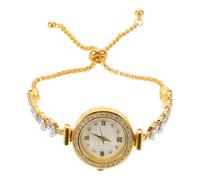 IMIKEYA Montre-Bracelet analogique à Quartz dorée pour Femme, Bracelet jonc Rond Motif sirène, Bracelet élastique élégant orné de Strass pour Robe, Ornement Vintage pour Les fêtes.