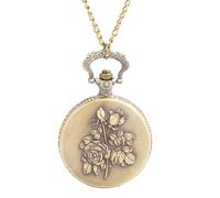 IMIKEYA Montre de Poche Classique à Quartz Vintage Collier en Métal Couleur Bronze Montre Légère Unisexe Femme Homme Décorative Style Rose Suspendue Accessoire Mode Élégant