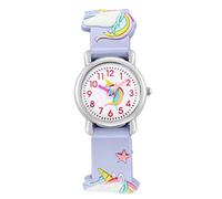 IMIKEYA Montre pour Fille Licorne 3D en Silicone Réglable Violet Clair Montre Analogique Garçon et Filles Apprentissage du Temps Présent pour Fillettes