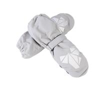 IMIKEYA Moufles de Ski Garçon et Filles Imperméables et Coupe-Vent Doublure Polaire Épaisse Motifs Géométriques Blanc Gris Maintien au Chaud Taille Ajustable pour Activités Hivernales