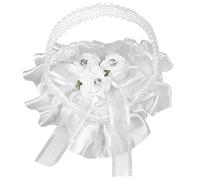 IMIKEYA Oreiller en Dentelle Oreiller Anneau Personnalisé Balles Gonflables pour Enfants Garniture en Dentelle Décorations De Cérémonie De Mariage Bague De Fiançailles Coussins Blancs