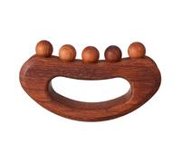 IMIKEYA Outil de Massage en Bois de Hêtre Carbonisé - Planche Gua Sha Semi-circulaire à 5 Perles - Massage Manuel Visage et Dos - Soulagement Musculaire - Accessoire Bien-être Naturel