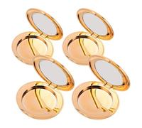 IMIKEYA Palette de Maquillage Vide 4 Pièces en Plastique Doré avec Miroir, Boîtier Compact Rond à Clapet pour Poudre, Fard à Paupières et Blush, Étui Portable pour Voyage et Rangement