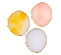 IMIKEYA Palette en Résine pour Nail Art 3 Pièces Bord Doré Plateau de Mélange de Couleurs pour Ongles Palette Compacte et Portable pour Prothésistes Ongulaires Usage Professionnel et