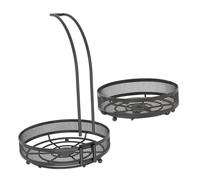 IMIKEYA Panier à Fruits en Fer Noir à 2 Niveaux avec Crochet Suspendu, Grosse Capacité, Léger et Facile à Déplacer Cuisine et Rangement