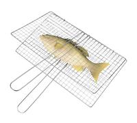 IMIKEYA Panier à Poisson en Acier Inoxydable Argenté, Panier à Griller Pratique pour Légumes et Viande de Bœuf, pour Barbecue Extérieur et Activités en Plein Air