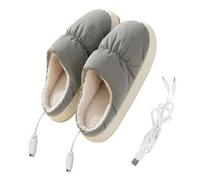IMIKEYA Pantoufles Chauffants Électriques USB pour Intérieur Pantoufles en Peluche Gris Chauffe-Pieds D’Hiver Confortables Isolants 1 Paire Accessoires de