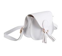 IMIKEYA Paquet à Main Fille Mini, Bandoulière une Épaule, Style Princesse | Pu Blanc, Format Portable et Pratique, Détail à Pompons, pour Rendez-travail