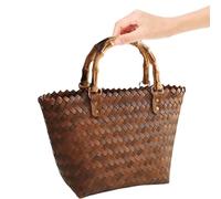 IMIKEYA Paquet en Paille Tressée Vintage Cabas Moyen Format Léger et Résistant Paquet de Plage d'Été Multifonction pour Femme Grand Espace de Rangement Sorties en Plein Air et