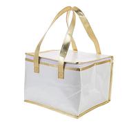 IMIKEYA Paquet Isotherme Pour Gâteau 8 Pouces Blanc Bordure Dorée Paquet Alimentaire Isolé 30x30x20 Cm Réutilisable Léger Et Solide Pour Pizzas Pâtisseries Plats Chauds Et Froids