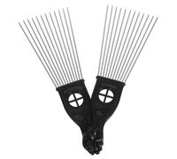 IMIKEYA Peigne à Aiguilles en Acier Noir Stimulation Circulation Sanguine 2pcs, Peigne Large en Plastique et Acier, Forme en Éventail pour Salon et Domicile