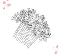 IMIKEYA Peigne à Cheveux de Mariée en Alliage et Strass Argentés, Accessoire Floral Élégant, Facile à Mettre et Retirer, pour Mariage ou Bal