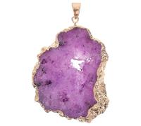 IMIKEYA Pendentif en Agate Naturelle Pourpre Tranche Dorée Électrolytique, Accessoire Décoratif Élégant et Confortable pour Projet DIY ou Création de Bijoux