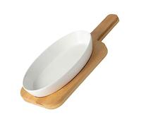 IMIKEYA Plaque De Cuisson Ovale En Céramique Style Français Robuste Antiadhésive Résistante À La Chaleur Passe Au Four Élégante Assiette De Service Ustensiles De Cuisine
