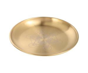 IMIKEYA Plaque de prière d'autel Pentagramme en Acier Inoxydable Or 14 cm, Plateau à Chandeliers Rituels pour Tarot et