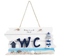 IMIKEYA Plaque Wc En Bois Méditerranéenne Motif Phare, Panneau Mural Suspendu, Décor Marin Naturel, Accessoires Salle De Bain Plage, Panneau Compact Pour Toilettes Décoratives