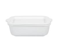 IMIKEYA Plat de Cuisson Rectangulaire avec Couvercle Grosse Capacité 500ml en Céramique Blanche Conserve L'humidité Saveurs Cuisine et Fêtes
