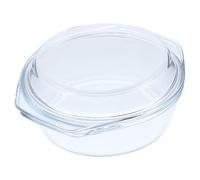 IMIKEYA Plat Verre Transparent avec Couvercle Cocotte Micro-ondes et Four Casserole Ronde Cuisson Pratique et Empilable pour Cuisine Familiale