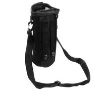 IMIKEYA Pochette Porte-Bouteille d'eau en Tissu Oxford Noir, Portable et Extensible, avec Sangle d'épaule réglable, pour randonnée et Trekking