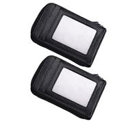 IMIKEYA Porte-Cartes Compact et Élégant Lot de 2 Noir en Cuir de Vachette avec Plusieurs Emplacements pour Cartes pour Hommes et Femmes en Toutes Occasions