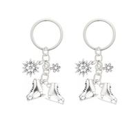 IMIKEYA Porte-clés Pendentifs Patins à Glace Design Délicat et Élégant Lot de 2 en Alliage Argenté, Décoration Mobile et Paquet pour Toutes Occasions
