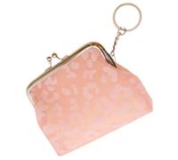 IMIKEYA Porte-Monnaie Transparent à Fermeture à Pression, Porte-Cartes Anneau Porte-clés, Pochette Compacte Rose Imprimé Léopard, Accessoire Pratique pour Élève et Rangement Pièces
