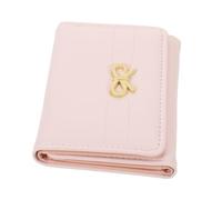 IMIKEYA Portefeuille Court Femme Style Coréen Minimaliste Porte-Monnaie Rose Zippé Compact et Fin Grand Rangement Multi-Cartes Sac de Change Pratique pour Voyage Quotidien