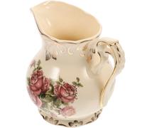 IMIKEYA Pot à Lait Céramique de Style Européen 250ml Poignée Confortable et Décor Doré, Pichet à Sirop Pratique pour Servir Chaud ou Tiède