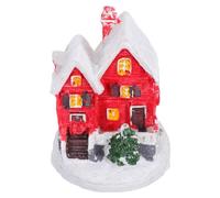 IMIKEYA Résine Maison Miniature de Village de Noël Décor Neigeux, Rouge | Ambiance Festive Réutilisable, Texture Réaliste et Finition Lisse, pour Bonsaï, Jardin Féerique, Étagère