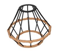 IMIKEYA Rustic Iron Lamp Shade With Handwoven Natural Fibers Vintage Metal Frame Socket Compatible Decorative Ceiling Light Cover For Home And Hotel