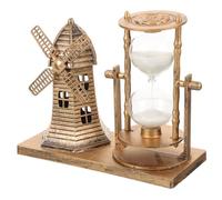 IMIKEYA Sablier Vintage De Phare Marin Décoratif en Verre Et Plastique Doré, Ornement Artistique Compact pour Décoration De Bureau Rétro, Salon Et Chambre, Centre De Table Stable