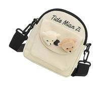 IMIKEYA Sac Bandoulière pour Téléphone Portable avec Porte Clés Ours Sac de Rangement Pratique Extérieur pour Étudiants Pochette Épaule Décontractée Beige