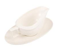 IMIKEYA Saucière en Céramique Blanche 250ml avec Bec Verseur et Soucoupe, Contrôle Précis de Distribution, pour Repas en Famille ou Restaurants