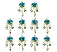 IMIKEYA Seashell Pendants 10Pcs Alloy Bleu Creative Jewelry Making Findings for Necklaces and Earrings DIY Ocean Style Accessories