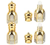 IMIKEYA Set de 4 Bouteilles Rechargeables en Verre 6ml pour Voyage Étanchéité, Flacons Élégants pour Stockage D'huiles Essentielles en Extérieur Style Aléatoire