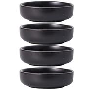 IMIKEYA Set de 4 Plats à Assaisonnement en Céramique Noire pour Sauce Soja, Mini Coupelles Résistantes aux Taches, Faciles à Transporter, pour Restaurant et Maison Réutilisable