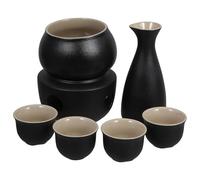 IMIKEYA Set de Vaisselle Saké Céramique avec Chauffe-pot Vintage pour Réchauffer Saké Thé et Boissons Tasses Résistantes et Décoratives pour Maison et Restaurant