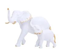 IMIKEYA Statue Éléphant Mère et Garçon et Filles en Résine Blanche, Figurine Décorative 3D Résistante pour Bureau et Maison, Décoration Vivante et Originale pour Présent D'ouverture