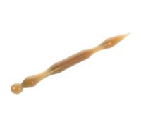 IMIKEYA Stylo D’acupression Auriculaire Double Tête en Corne Naturelle de Yak Canne de Massage Portable pour Points de Pression, Méridiens, Cou et Dos - Outil D’acupuncture Chinois