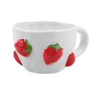 IMIKEYA Tasse à fraises : Tasse en céramique à motif de fraises - à café à motif de fruits pour femme - Gobelet avec anse - pour le petit-déjeuner et le goûter pour un usage quotidien