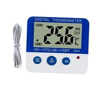 IMIKEYA Thermomètre Digital Intérieur Et Extérieur Avec Alarme Haute Et Basse Température Écran Lcd Indicateur Led Pour Réfrigérateur Et Congélateur Modèle Bleu Et Blanc