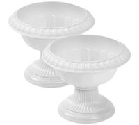 IMIKEYA Urne en Plastique 2 Pièces Pièce Maîtresse De Mariage Statue De Colonne Grecque Pilier Romain Pot De Fleurs Vase sur Pied en Plastique pour Patio Cour Allée Blanc