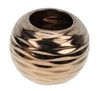 IMIKEYA Vase Décoratif Hydroponique Rond en Céramique Dorée, Pot De Fleurs Élégant pour Bureau Et Salon, Jardinière Blanche Design Moderne pour Décoration Intérieure