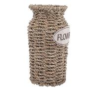 IMIKEYA Vase Tressé en Paille Rustique 30 Cm Fer Tressage Manuel Décor Champêtre pour Balcon Bureau Intérieur