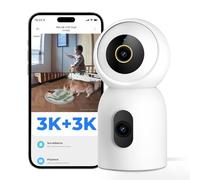 IMILAB 3K+3K Caméra Intérieure, Caméra Surveillance 360° pour Animal/Bébé, Compatible w/Xiaomi Home App, Audio Bidirectionnel Filaire Cam, Suivi Animal/Person, 5G/2.4G WiFi, sans Abonnement(C30 Dual)