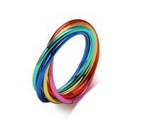 IMINI Anneau Empilable LGBT Pride 6 Ton Enclavement Bague Croix Roulante En Acier Inoxydable Chirurgical Cadeau Fiançailles Mariage Couleur Arc-En-Ciel Fit Confortable Femme Non-Binaire (12)